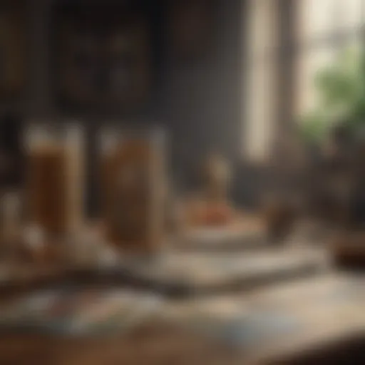 A richly illustrated tarot deck spread across a table, inviting introspection.