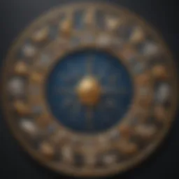 Artistic representation of the twelve zodiac signs arranged in a circular formation.
